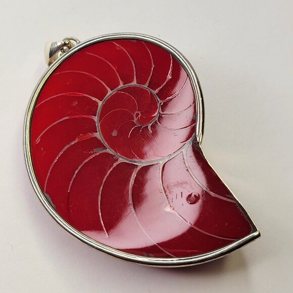 Mens Statement Nautilus Shell Pendant Sterling Silver 925 - Picture 2 of 16